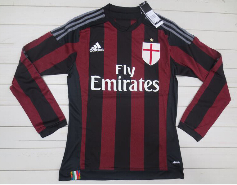 Ac Milan 2015-16 Home Soccer Jersey LS